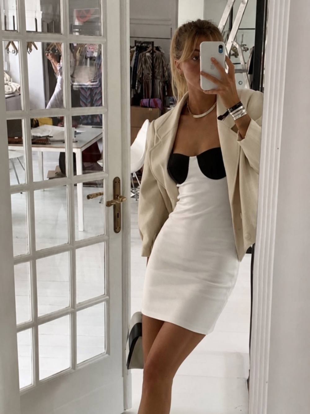 NWT Gianni Bini Clara Crepe Colorblock Bustier Mini Sheath Dress Sz 10